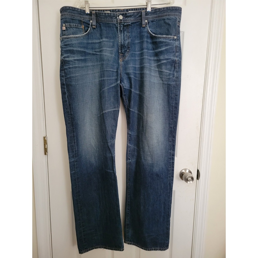 Adriano Goldschmied Mens Dark Wash Solid Cotton Straight Jeans Size 40x34